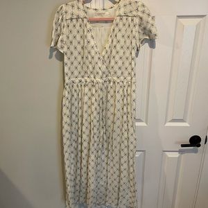 Christy Dawn Cream and Blue Patterned Dress